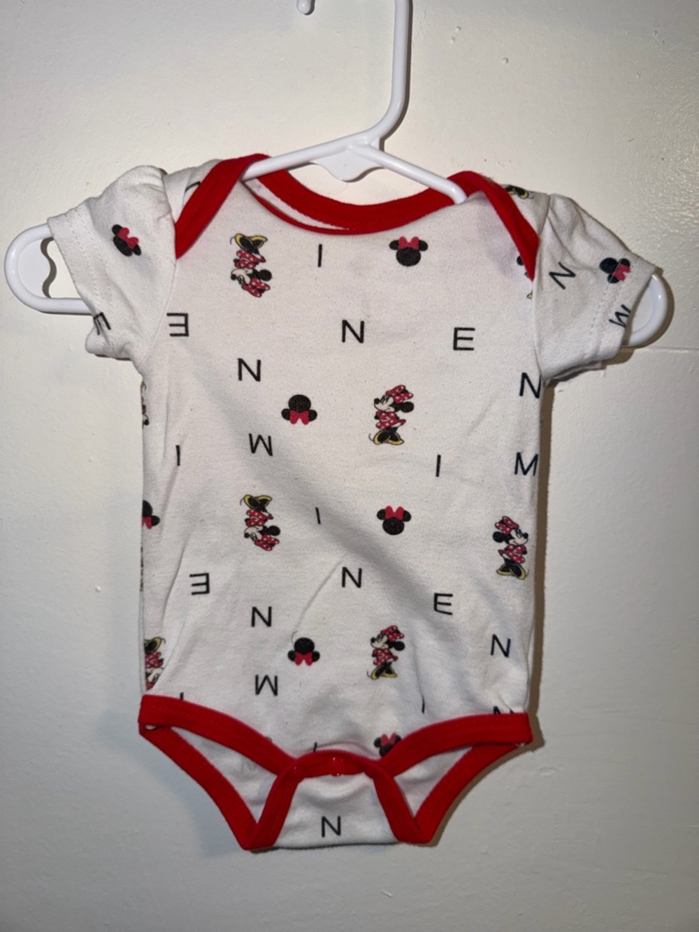 Red-Trim White Baby One-Piece